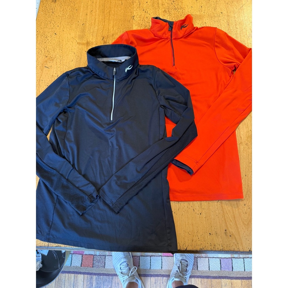 Lot of 2 KJUS Feel Midlayer Half-Zip Size S Black Orange Athletic Pullover